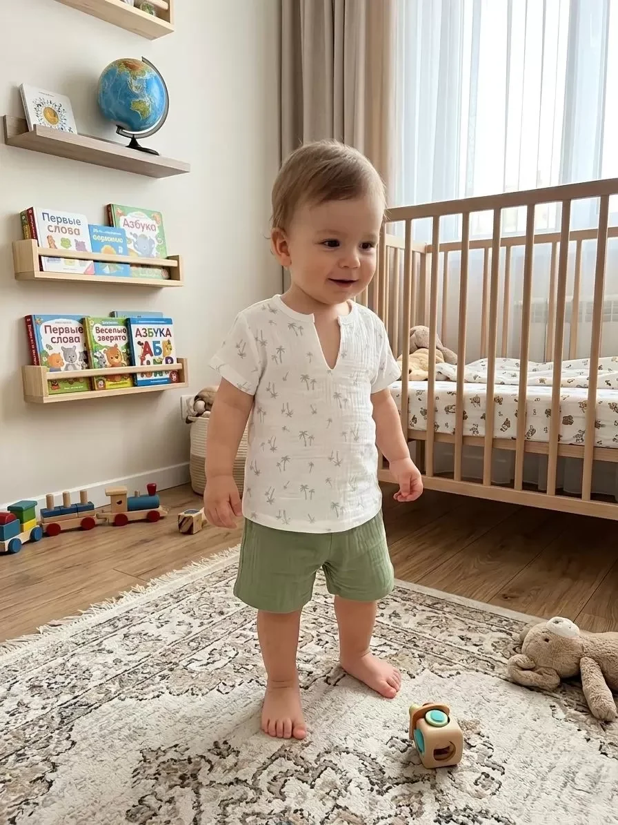 1/4 Yaş Müslin Kumaş Bebek Takımı