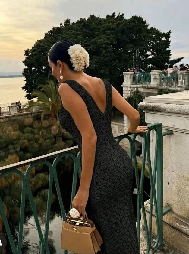 Kadın Askılı V Yakalı Uzun Triko Elbise görsel 2