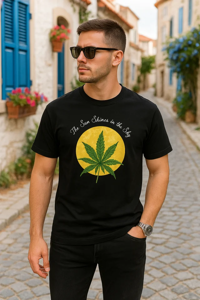 Ön Ve Arka Baskılı Oversize Bisiklet Yaka T-shirt- Siyah