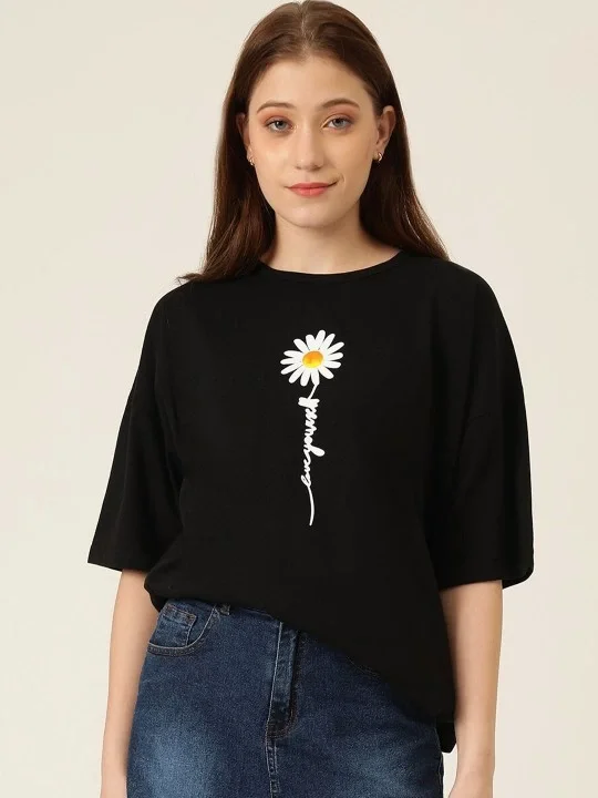 Baskılı T-shirt - Siyah görsel 3