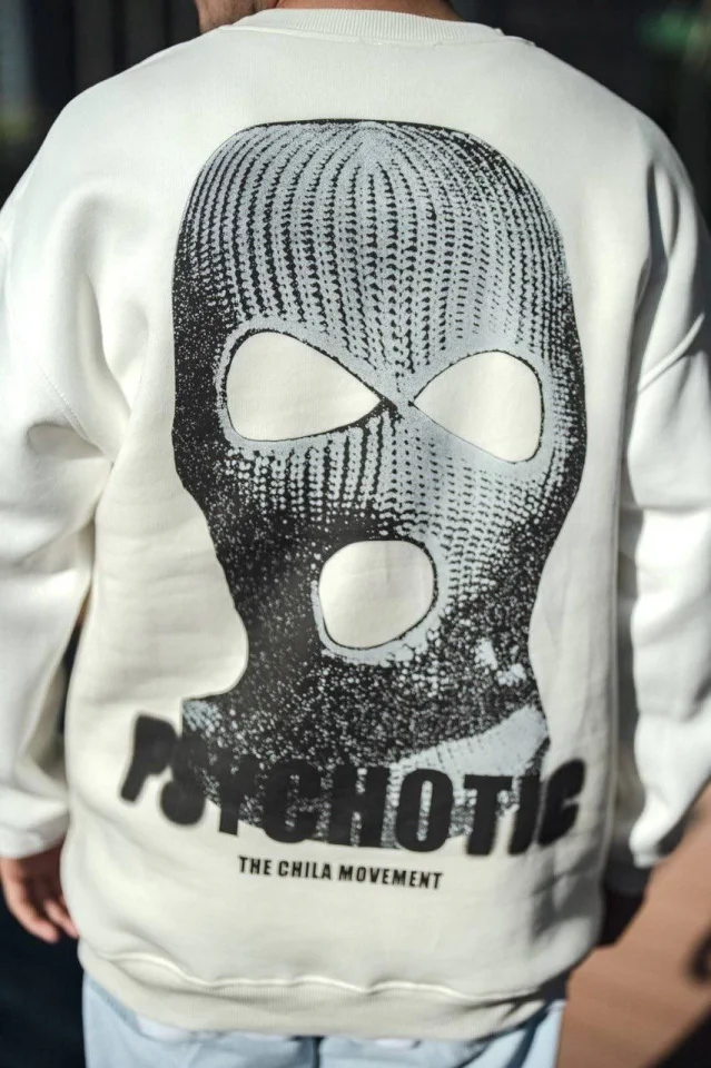 Kışlık Bisiklet Yaka Baskılı SweatShirt - Beyaz görsel 2