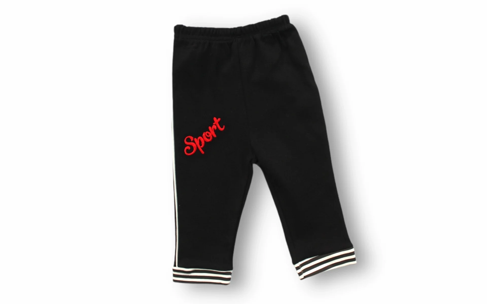 6-9 9-12 12-18 18-24 24-36 Ay Sport Baskılı Çizgili Uzun Kollu Sweatli 2li Erkek Bebek Takımı Siyah görsel 3