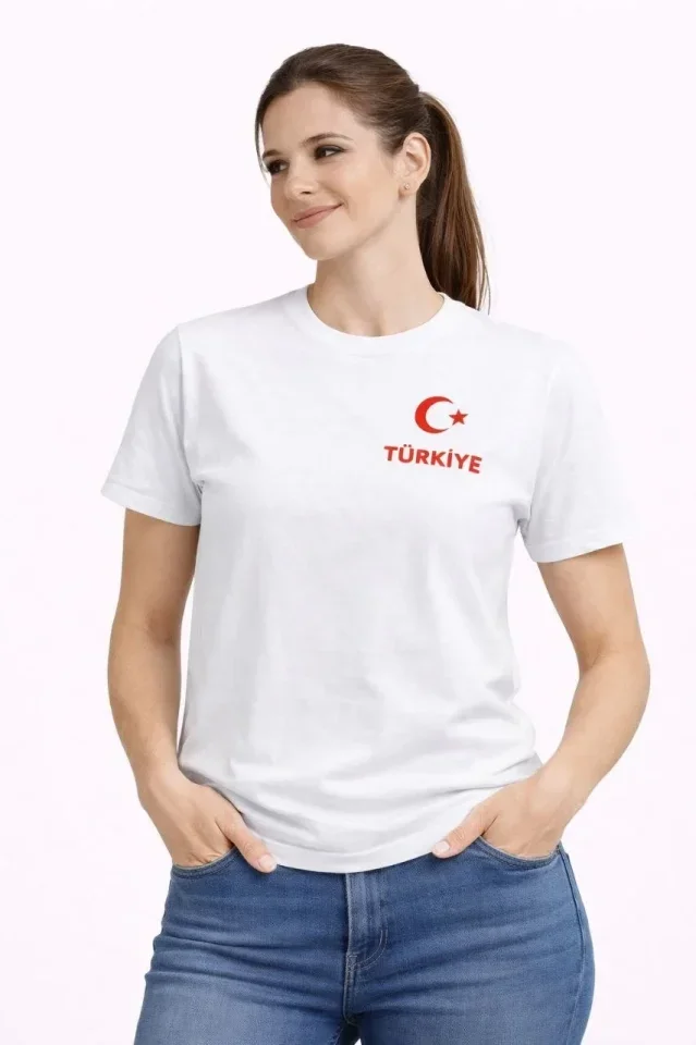 TÜRKİYE Ay Yıldız Baskılı Taraftar Forma T-Shirt - Beyaz görsel 2