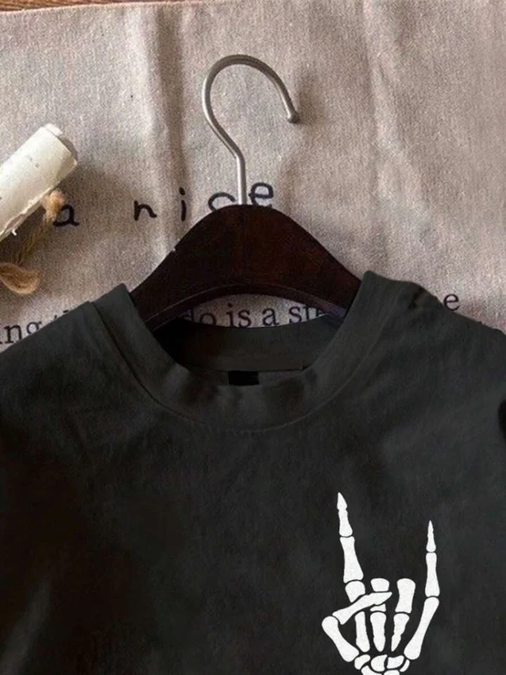 Erkek Baskılı Oversize T-shirt - Siyah görsel 2
