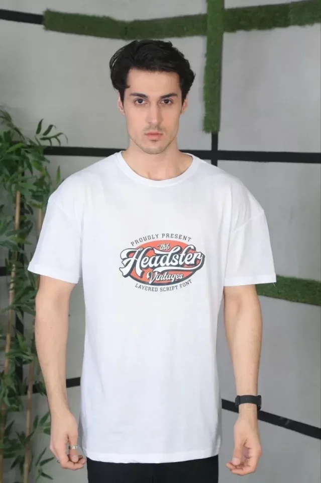 Unisex Baskılı Oversize T-Shirt - Beyaz görsel 2