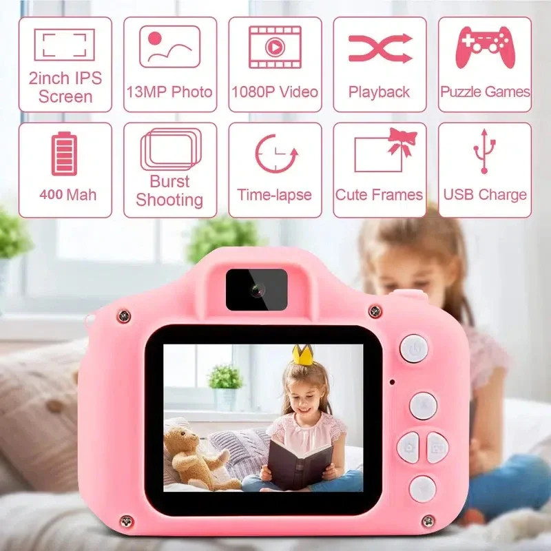 Mini Kamera Fotoğraf Makinesi Pembe görsel 5